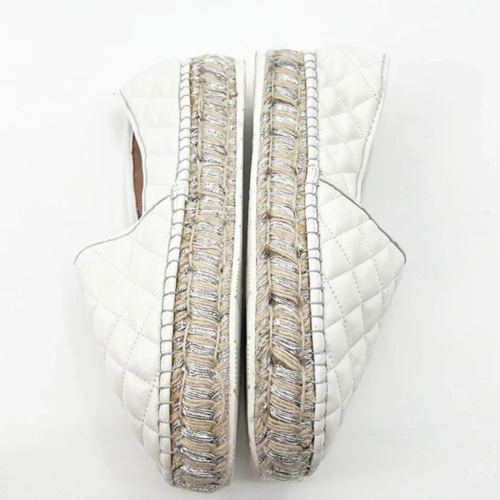 J/Slides Renata White Quilted Flatform Espadrilles size 10